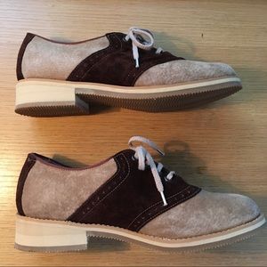 Vintage Suede Oxford Saddle Shoes Tie Front 🇵🇱